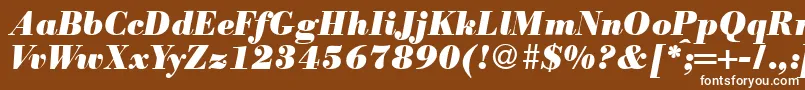 ModernbodoniheavyRegularitalic-fontti – valkoiset fontit ruskealla taustalla