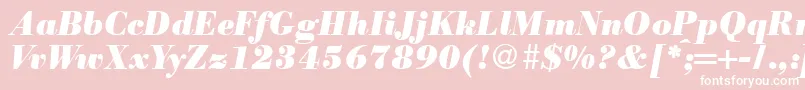 Fonte ModernbodoniheavyRegularitalic – fontes brancas em um fundo rosa