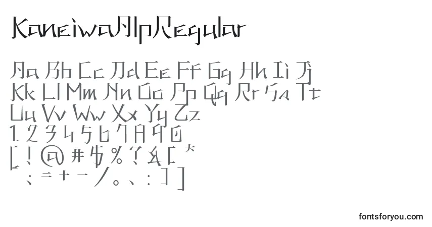 Czcionka KaneiwaAlpRegular – alfabet, cyfry, specjalne znaki