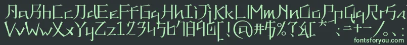 フォントKaneiwaAlpRegular – 黒い背景に緑の文字