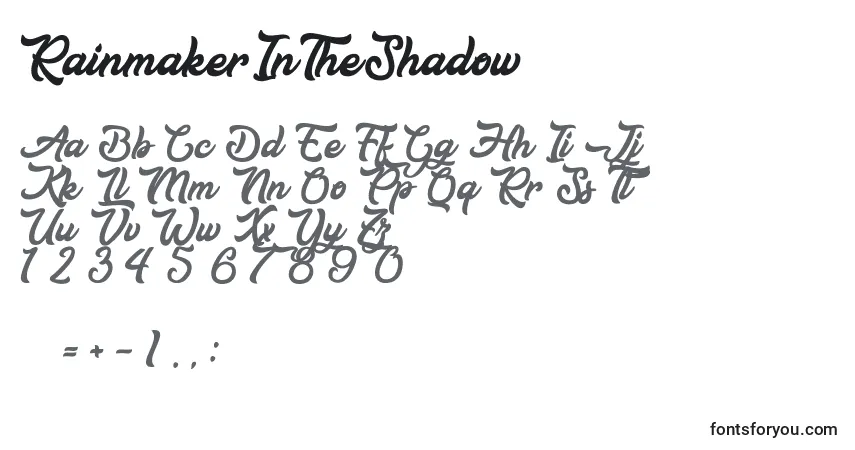 Czcionka RainmakerInTheShadow – alfabet, cyfry, specjalne znaki