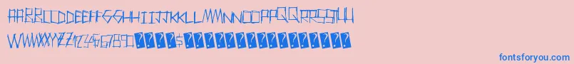 Thrashparty-Schriftart – Blaue Schriften auf rosa Hintergrund