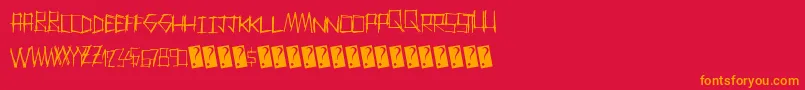 Thrashparty-Schriftart – Orangefarbene Schriften auf rotem Hintergrund