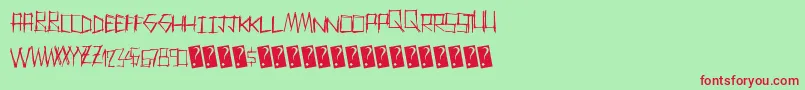 Thrashparty-Schriftart – Rote Schriften auf grünem Hintergrund
