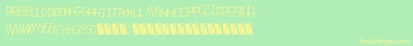 Thrashparty-Schriftart – Gelbe Schriften auf grünem Hintergrund