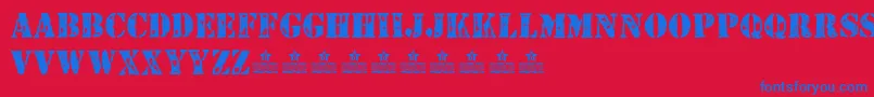 SyenciledPersonalUse-Schriftart – Blaue Schriften auf rotem Hintergrund