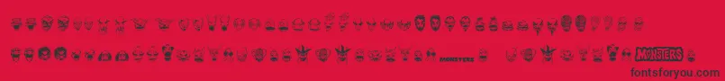 MonstersAmongUsDingbats Font – Black Fonts on Red Background