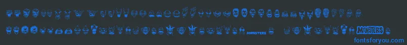 MonstersAmongUsDingbats Font – Blue Fonts on Black Background