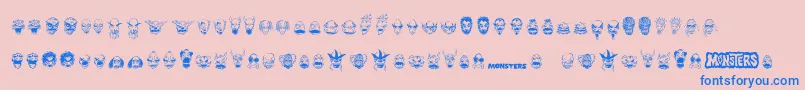 MonstersAmongUsDingbats Font – Blue Fonts on Pink Background