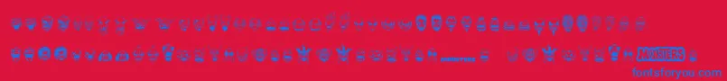 MonstersAmongUsDingbats Font – Blue Fonts on Red Background