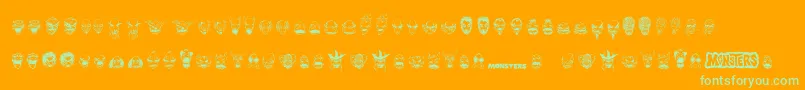 MonstersAmongUsDingbats Font – Green Fonts on Orange Background