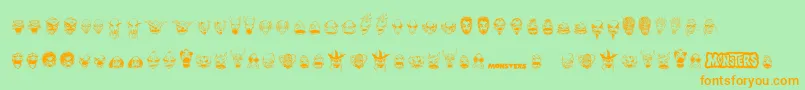 MonstersAmongUsDingbats Font – Orange Fonts on Green Background