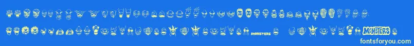 MonstersAmongUsDingbats Font – Yellow Fonts on Blue Background