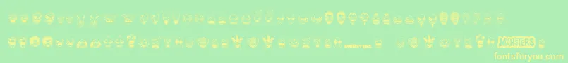 MonstersAmongUsDingbats Font – Yellow Fonts on Green Background