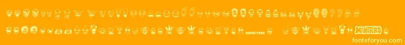 MonstersAmongUsDingbats Font – Yellow Fonts on Orange Background