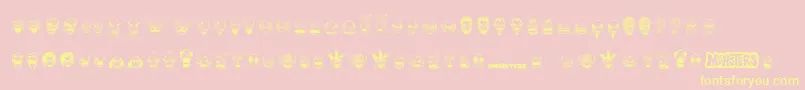 MonstersAmongUsDingbats Font – Yellow Fonts on Pink Background