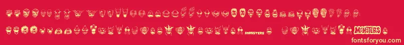 MonstersAmongUsDingbats Font – Yellow Fonts on Red Background