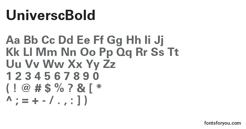 Schriftart UniverscBold – Alphabet, Zahlen, spezielle Symbole