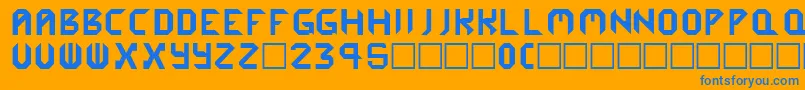 フォントCybergenics – オレンジの背景に青い文字