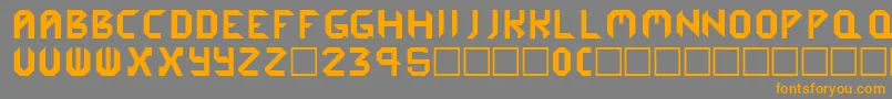 フォントCybergenics – オレンジの文字は灰色の背景にあります。