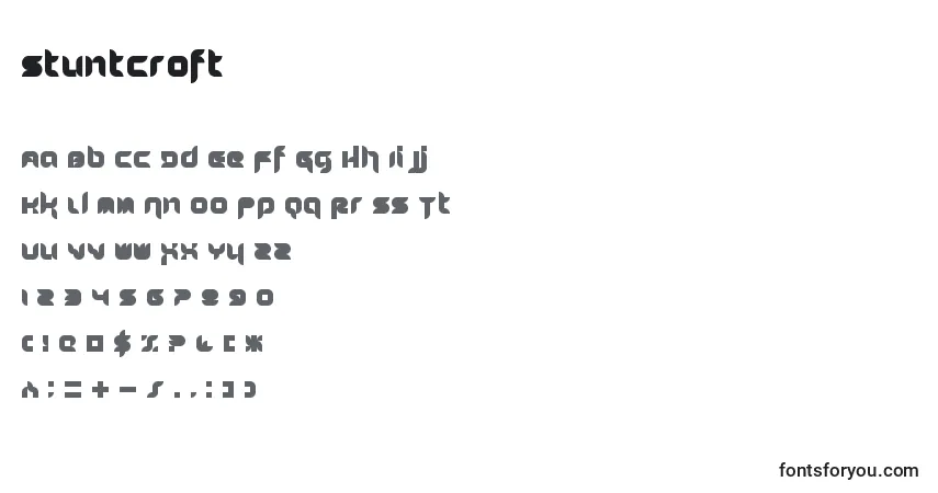 A fonte Stuntcroft – alfabeto, números, caracteres especiais