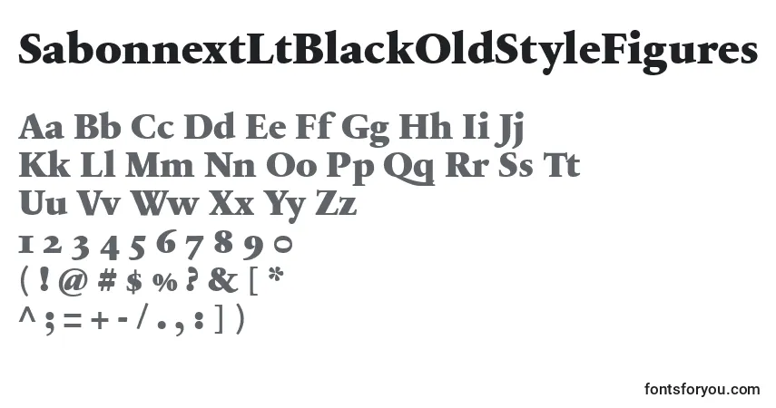 A fonte SabonnextLtBlackOldStyleFigures – alfabeto, números, caracteres especiais