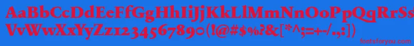 SabonnextLtBlackOldStyleFigures Font – Red Fonts on Blue Background