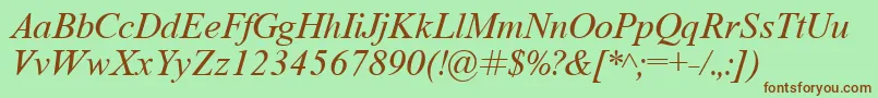 フォントTimeRomanItalic – 緑の背景に茶色のフォント