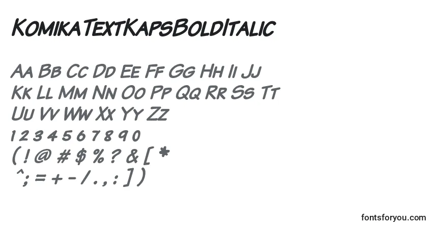 A fonte KomikaTextKapsBoldItalic – alfabeto, números, caracteres especiais