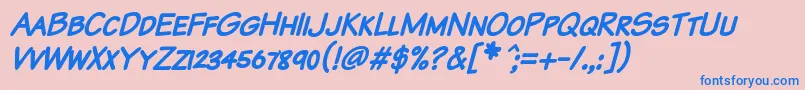 KomikaTextKapsBoldItalic Font – Blue Fonts on Pink Background