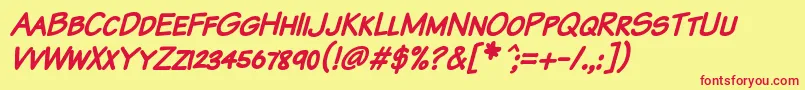 KomikaTextKapsBoldItalic Font – Red Fonts on Yellow Background