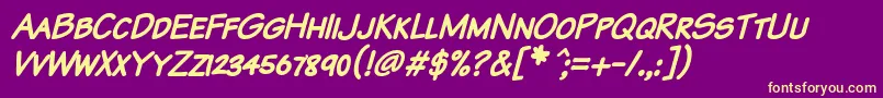 KomikaTextKapsBoldItalic Font – Yellow Fonts on Purple Background