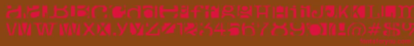 フォントBoxeyMoron – 赤い文字が茶色の背景にあります。