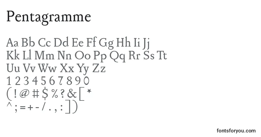 A fonte Pentagramme – alfabeto, números, caracteres especiais