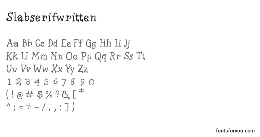 Czcionka Slabserifwritten – alfabet, cyfry, specjalne znaki