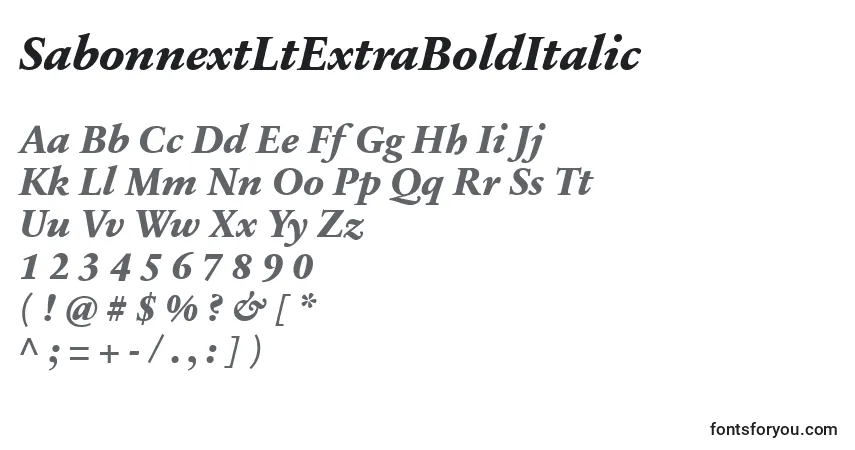 Schriftart SabonnextLtExtraBoldItalic – Alphabet, Zahlen, spezielle Symbole