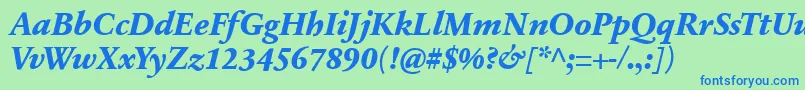 SabonnextLtExtraBoldItalic-fontti – siniset fontit vihreällä taustalla