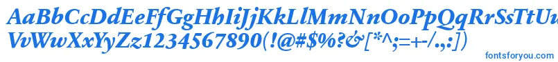 フォントSabonnextLtExtraBoldItalic – 白い背景に青い文字