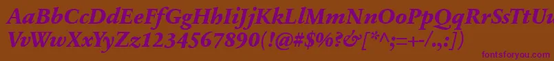 SabonnextLtExtraBoldItalic-fontti – violetit fontit ruskealla taustalla