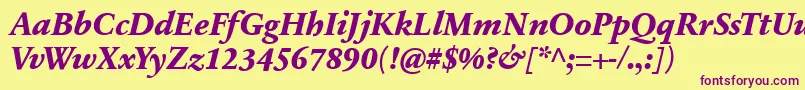 Шрифт SabonnextLtExtraBoldItalic – фиолетовые шрифты на жёлтом фоне