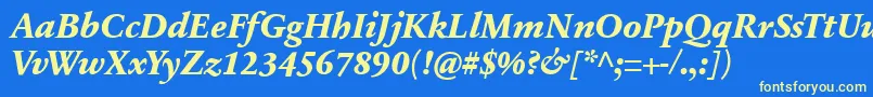 SabonnextLtExtraBoldItalic-fontti – keltaiset fontit sinisellä taustalla