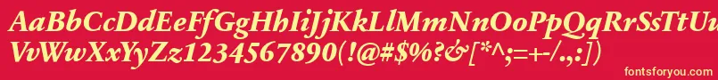 Шрифт SabonnextLtExtraBoldItalic – жёлтые шрифты на красном фоне