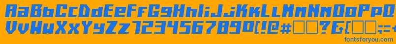 Kiloton4-Schriftart – Blaue Schriften auf orangefarbenem Hintergrund