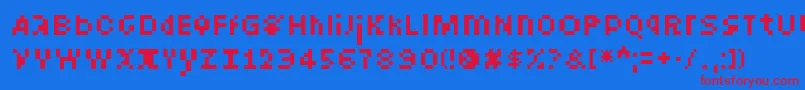 フォントIntercomTransmitter – 赤い文字の青い背景