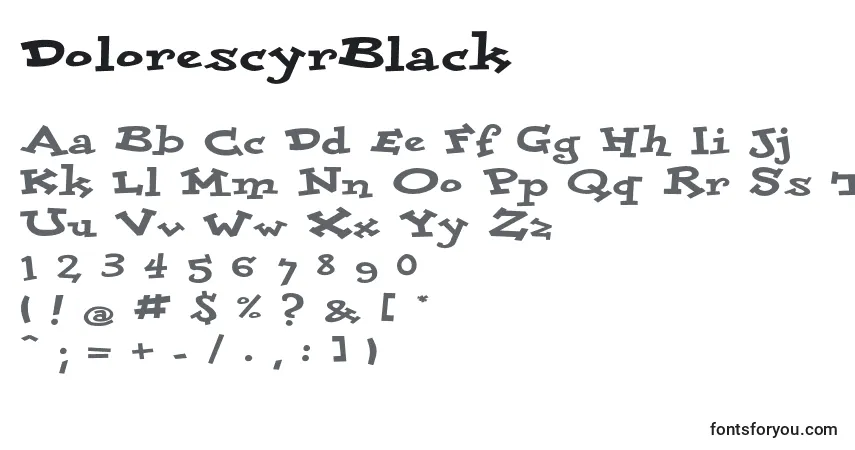 Czcionka DolorescyrBlack – alfabet, cyfry, specjalne znaki