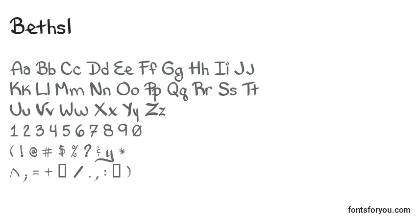 A fonte Bethsl – alfabeto, números, caracteres especiais