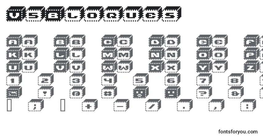 Schriftart V5Bloques – Alphabet, Zahlen, spezielle Symbole