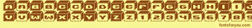V5Bloques Font – Brown Fonts on Yellow Background