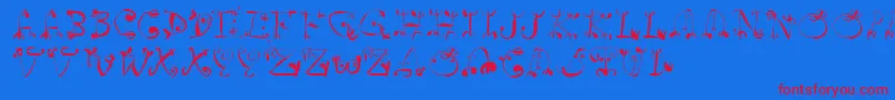 Remidur Font – Red Fonts on Blue Background