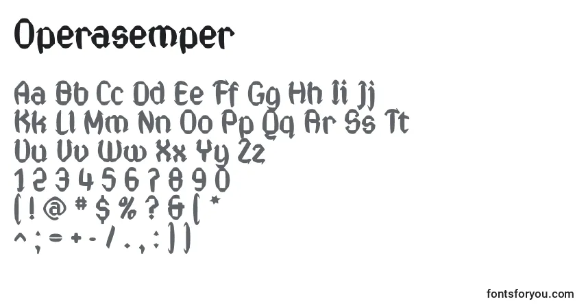 Operasemper-fontti – aakkoset, numerot, erikoismerkit